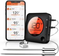 bfour wireless bluetooth meat thermometer with dual probe - digital bbq thermometer for smoker, kitchen cooking, grill, oven - wireless remote thermometer with timer for grilling, bbq, candy logo