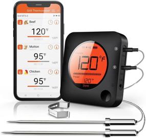 img 4 attached to BFOUR Wireless Bluetooth Meat Thermometer with Dual Probe - Digital BBQ Thermometer for Smoker, Kitchen Cooking, Grill, Oven - Wireless Remote Thermometer with Timer for Grilling, BBQ, Candy