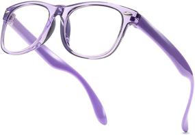 img 2 attached to 👓 AZorb Kids Blue Light Blocking Glasses 2 Pack with Unbreakable Frame for Boys & Girls - Transparent Pink & Purple Set of 2