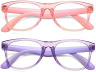 👓 azorb kids blue light blocking glasses 2 pack with unbreakable frame for boys & girls - transparent pink & purple set of 2 logo