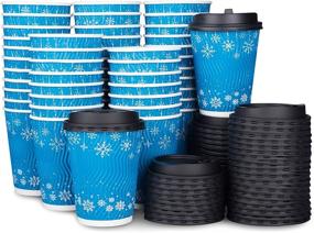 img 4 attached to Premium 12 oz Coffee Cups with Lids - Insulated Disposable Cups for Hot and Cold Drinks - Eco-Friendly and Leak-Proof - 50 Sets