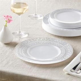 img 3 attached to Silver Disposable Dinnerware Set for Parties