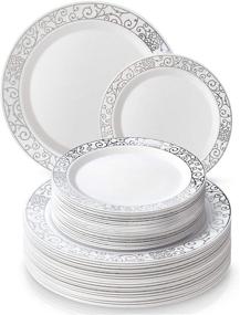 img 4 attached to Silver Disposable Dinnerware Set for Parties