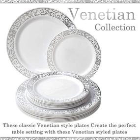 img 1 attached to Silver Disposable Dinnerware Set for Parties