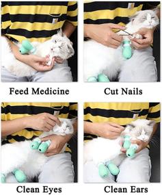 img 2 attached to 🐱 ALMDA Cat Anti-Scratch Shoes 4 Pack, Pet Supplies Cat Scratch Deterrent Booties, Grooming Cat Accessories with Silicone Nail Gloves, Adjustable Cat Claw Covers for Bathing, Shaving, Checking, and Treatment