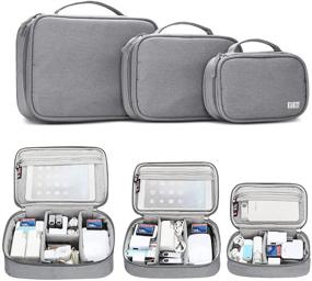 img 4 attached to 📦 Набор сумок для организации кабелей BUBM, 3 штуки - органайзер для переноски электронных устройств, жестких дисков, кабелей, телефона, USB, SD-карт (2-летняя гарантия) - серый, размер: большой