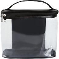 large transparent leak-proof travel bags for toiletries, heavy-duty 👜 clear makeup cosmetic bag with zipper and handle - black logo