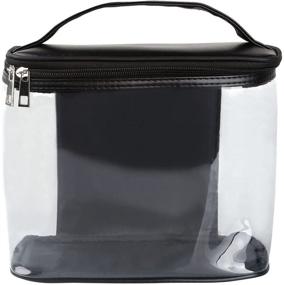 img 4 attached to Large Transparent Leak-Proof Travel Bags for Toiletries, Heavy-Duty 👜 Clear Makeup Cosmetic Bag with Zipper and Handle - Black