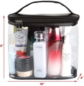 img 2 attached to Large Transparent Leak-Proof Travel Bags for Toiletries, Heavy-Duty 👜 Clear Makeup Cosmetic Bag with Zipper and Handle - Black