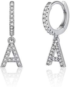 img 4 attached to 925 Sterling Silver Initial Earrings - 💎 Perfect Hypoallergenic Jewelry Gifts for Girls and Women