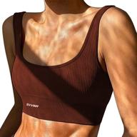 🔥 svvinn women's seamless active yoga ribbed scoop neck sports bra: no sweat, workout gym tank tops – fashionable and functional логотип