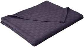 img 3 attached to 🔵 SUPERIOR Twin/Twin XL 100% Cotton Blanket with All Season Comfort, Navy Blue Basket Weave Design