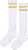 🌟 sparkle and stride: amscan gold striped athletic knee high socks (19") logo