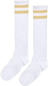 img 2 attached to 🌟 Sparkle and Stride: Amscan Gold Striped Athletic Knee High Socks (19")