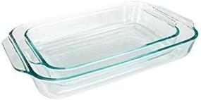 img 2 attached to 🍽️ Прозрачные стеклянные прямоугольные выпекательные формы Pyrex Basics: набор из 2 штук для идеальной выпечки
