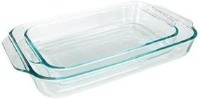 img 1 attached to 🍽️ Прозрачные стеклянные прямоугольные выпекательные формы Pyrex Basics: набор из 2 штук для идеальной выпечки