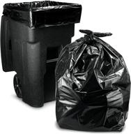 🗑️ high-capacity heavy duty black trash can liners - 95-100 gallon (25 case w/ties): ideal for 90-100 gallon trash cans! logo