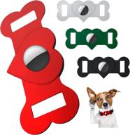 🐾 dysanvica 4 pack silicone case for apple airtag dog collar holder - black, white, green, red - anti-scratch protective pet tracker logo