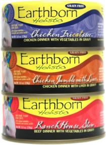 img 3 attached to 🐱 Earthborn Holistic Wet Cat Food Variety Pack - 3 Flavors (Chicken with Liver Mix, Homestyle Ranch Cat Stew, and Chicken Fricatssee) - 5.5 Ounces Each (12 Total Cans)