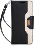 📱 procase galaxy note 8 wallet case: flip kickstand, card slots, mirror wristlet - black (2017) logo