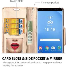 img 3 attached to 📱 ProCase Galaxy Note 8 Wallet Case: Flip Kickstand, Card Slots, Mirror Wristlet - Black (2017)