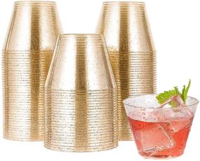 img 4 attached to 🥂 Pack of 100 Small Glitter Disposable Cups | 5 oz Glitter Plastic Cups | Disposable Shot Glasses for Parties | Plastic Cocktail Glasses | Wedding Tumblers | Ideal for Halloween, Thanksgiving, Christmas