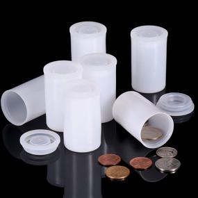 img 1 attached to Многофункциональный держатель для 30 пластиковых баночек для пленки - идеальные контейнеры для маленьких аксессуаров, пленки, бусин, ключей, монет (белые).