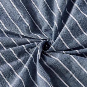 img 1 attached to 🛏️ JELLYMONI Pinstriped Luxury Washed Cotton Duvet Cover Set - Soft & Stylish Blue Stripes Bedding, Queen Size (3-Piece Set)