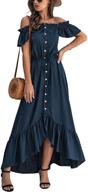 kirundo 2021 summer women’s off shoulder maxi dress polka dot short sleeve high waist pleated long dress with belt logo