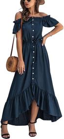 img 4 attached to KIRUNDO 2021 Summer Women’s Off Shoulder Maxi Dress Polka Dot Short Sleeve High Waist Pleated Long Dress with Belt