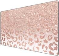 🖱️ gaming mouse pad & extended desk pad combo - large non-slip rubber mousepad for work, game, office, and home usage - 23.6x13.8x0.19inch - rose gold glitter leopard design logo