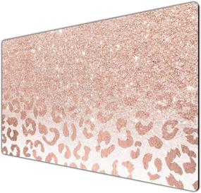 img 4 attached to 🖱️ Gaming Mouse Pad & Extended Desk Pad Combo - Large Non-Slip Rubber Mousepad for Work, Game, Office, and Home Usage - 23.6x13.8x0.19inch - Rose Gold Glitter Leopard Design