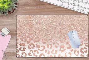 img 2 attached to 🖱️ Gaming Mouse Pad & Extended Desk Pad Combo - Large Non-Slip Rubber Mousepad for Work, Game, Office, and Home Usage - 23.6x13.8x0.19inch - Rose Gold Glitter Leopard Design