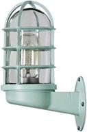 🚦 modern mini nautical style wall light - runnup industrial wall sconce with metal cage and glass shade, green finish логотип