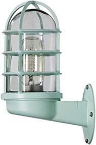 img 4 attached to 🚦 Modern Mini Nautical Style Wall Light - RUNNUP Industrial Wall Sconce with Metal Cage and Glass Shade, Green Finish