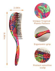 img 2 attached to 🌿 Detangling Hairbrush with Vented Design and Wide Tooth Comb for Women, Kids - Minimize Hair Breakage and Split-Ends – Suitable for Wet, Dry, and Curly Hair Types - Includes 3 Alligator Styling Sectioning Clips (Tropical Leaves)