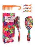 🌿 detangling hairbrush with vented design and wide tooth comb for women, kids - minimize hair breakage and split-ends – suitable for wet, dry, and curly hair types - includes 3 alligator styling sectioning clips (tropical leaves) logo