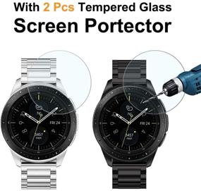 img 3 attached to Valkit 2 Pack 20mm металлические браслеты для Galaxy Watch 42мм / Watch 4 Classic / Watch 📿 3 41мм - Нержавеющая стальные ремешки для Samsung Galaxy Watch Active 2 (серебро + черный) - Женщины / Мужчины