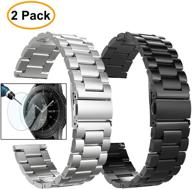 valkit 2 pack 20mm металлические браслеты для galaxy watch 42мм / watch 4 classic / watch 📿 3 41мм - нержавеющая стальные ремешки для samsung galaxy watch active 2 (серебро + черный) - женщины / мужчины логотип