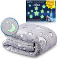 🌟 ovanto glow in the dark blanket - rechargeable kids blankets and throws in gray blue | 50 x 60 inch 100% polyester flannel fleece constellation blanket with glowing stars & moons for girls and boys logo