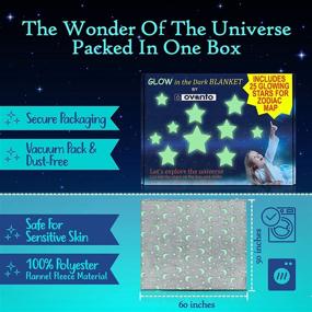 img 3 attached to 🌟 Ovanto Glow in The Dark Blanket - Rechargeable Kids Blankets and Throws in Gray Blue | 50 x 60 Inch 100% Polyester Flannel Fleece Constellation Blanket with Glowing Stars & Moons for Girls and Boys