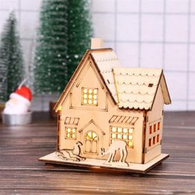 img 2 attached to 🎄 NUOBESTY Wooden Village with LED Lights - Christmas Scene Decorations for Home, Xmas Desktop Ornament, Holiday Decoration