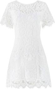 img 2 attached to 👗 MSLG Women's Elegant Floral Lace Cocktail Party A Line Dress 910: Perfect Wedding Guest Attire with Round Neck and V-Back Design