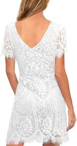 img 3 attached to 👗 MSLG Women's Elegant Floral Lace Cocktail Party A Line Dress 910: Perfect Wedding Guest Attire with Round Neck and V-Back Design