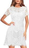 👗 mslg women's elegant floral lace cocktail party a line dress 910: perfect wedding guest attire with round neck and v-back design logo