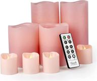 🕯️ furora lighting led flameless candles with remote control, pink - set of 8 real wax battery operated pillars and votives - flickering flame and timer feature логотип