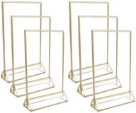 uniqooo gold border acrylic sign holders, pack of 6 - double sided 4x6 clear frames logo