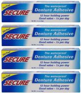 waterproof denture adhesive - zinc free - extra strong hold for upper, lower or partials - 1.4 oz (pack of 4) - ensure secure denture fit! logo