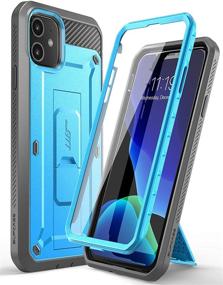 img 4 attached to Чехол серии SUPCASE Unicorn Beetle Pro для iPhone 11, 6,1 дюйма (2019 год) - защитный чехол с интегрированным защитным стеклом (синий).