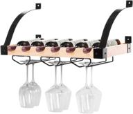 🍷 wall mounted wine rack with stemware organizers for home kitchen - holds up to 6 bottles логотип